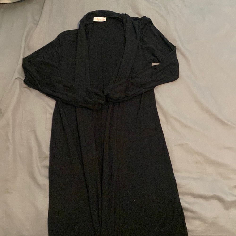 Style Plus Black Long Flowy Comfy Coverup Cardigan